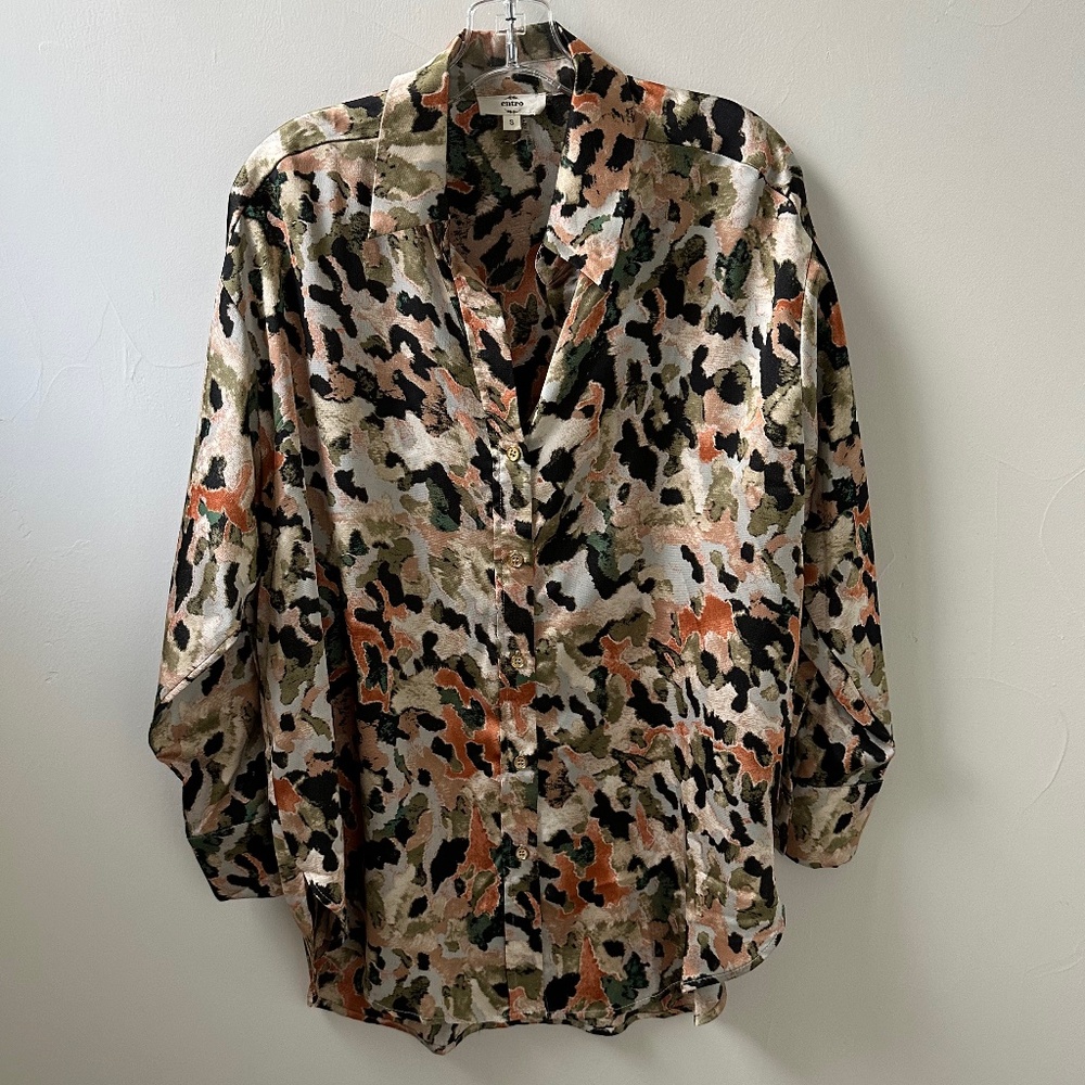 Entro Multi-Color High Low Tunic Blouse Top Size Small